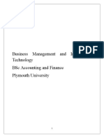 Business Management and Information Technology BSC Accounting and Finance Plymouth University