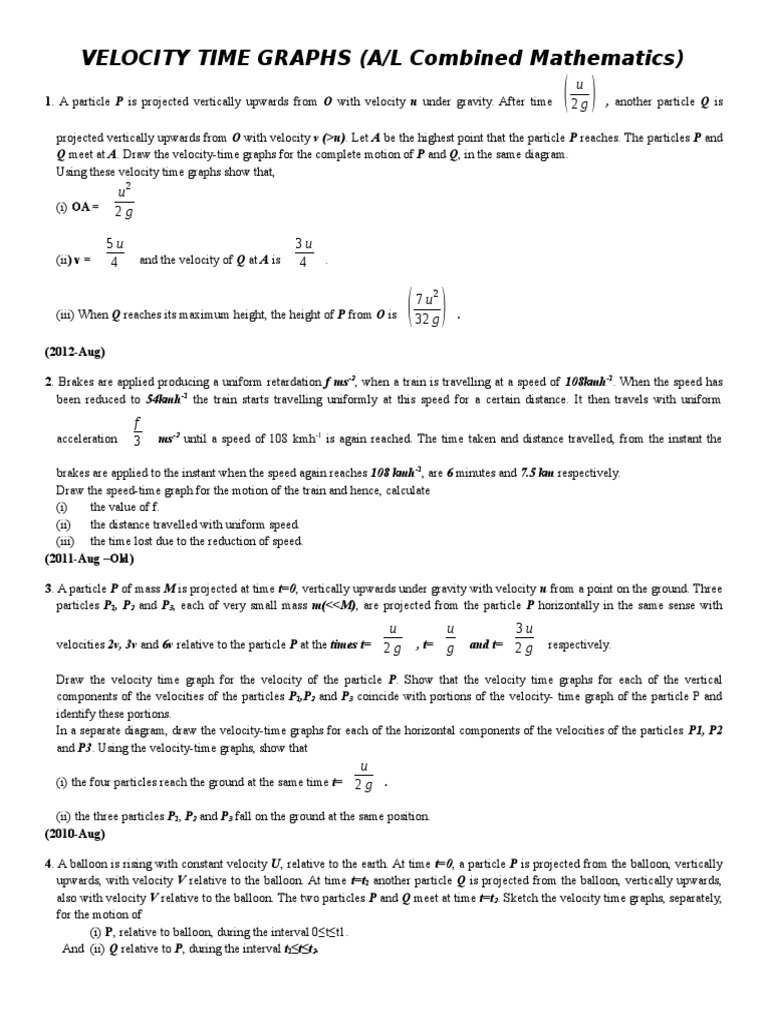 Velocity-Time Graphs of Uniform Retardation | PDF | Velocity | Acceleration