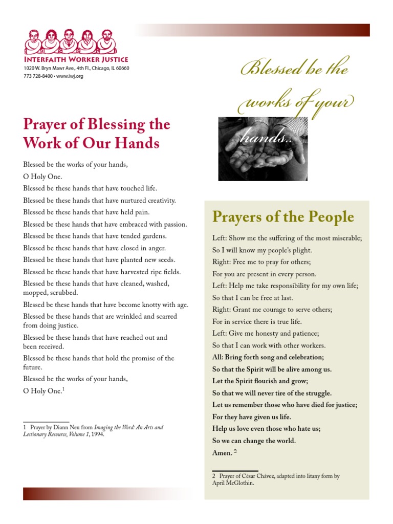 A Prayer Blessing The Work of Our Hands | PDF