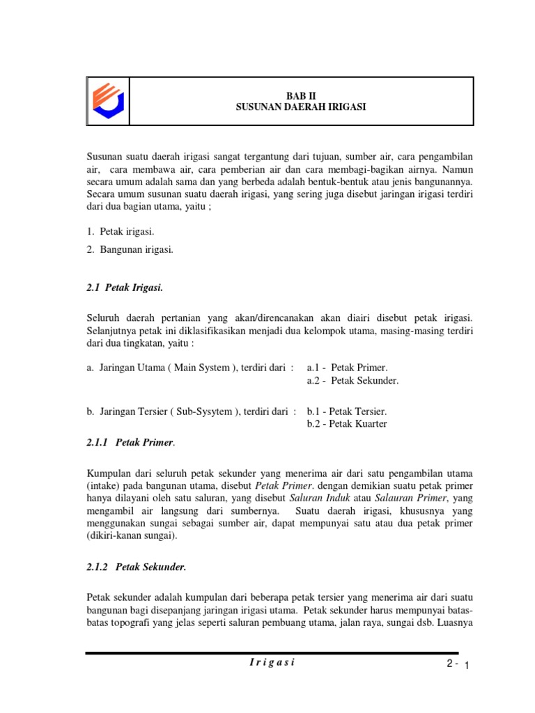 Susunan Daerah Irigasi