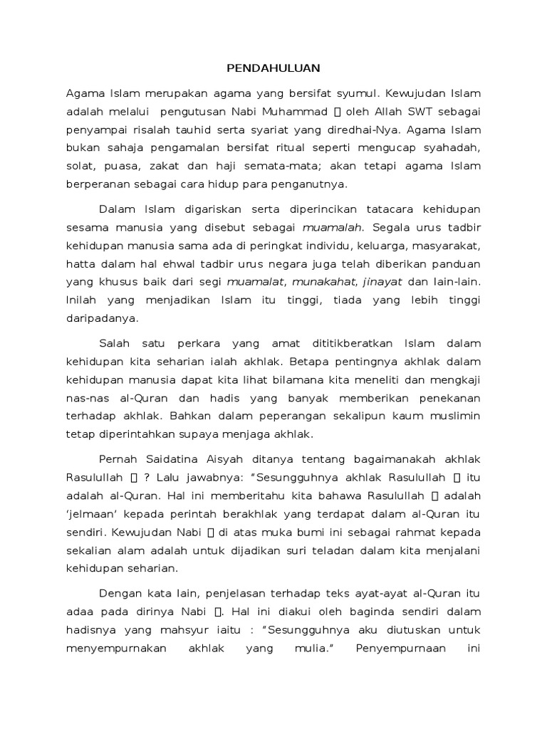 Kedudukan Dan Kepentingan Akhlak Dalam I Pdf
