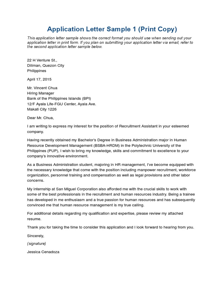 Application Letter 3 Human Resource Management Email