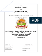 Seminar Report Sample Front Page
