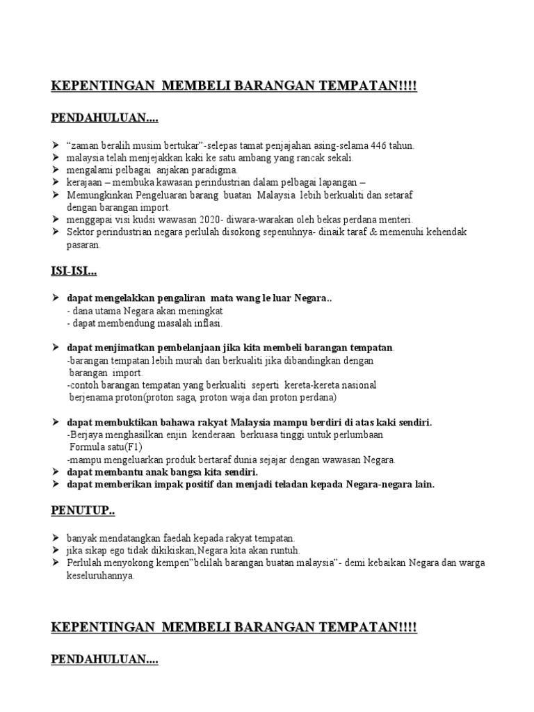 Contoh Barangan Buatan Malaysia Paklut