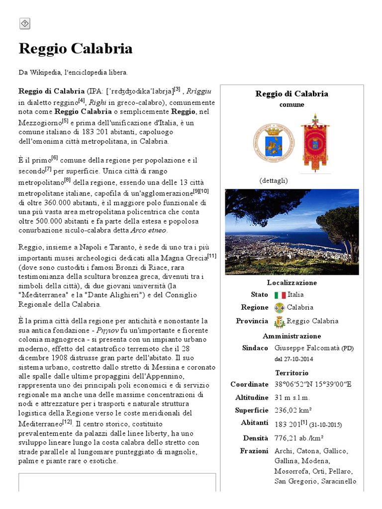 Reggio Calabria - Wikipedia | PDF