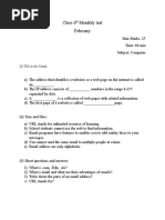 Class 6 Monthly Test February: Q1 Fill in The Blank