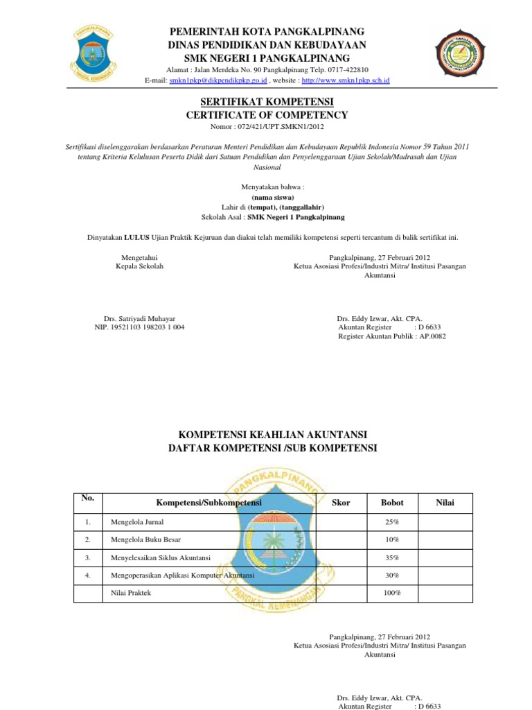 Contoh Sertifikat Ukk Akuntansi