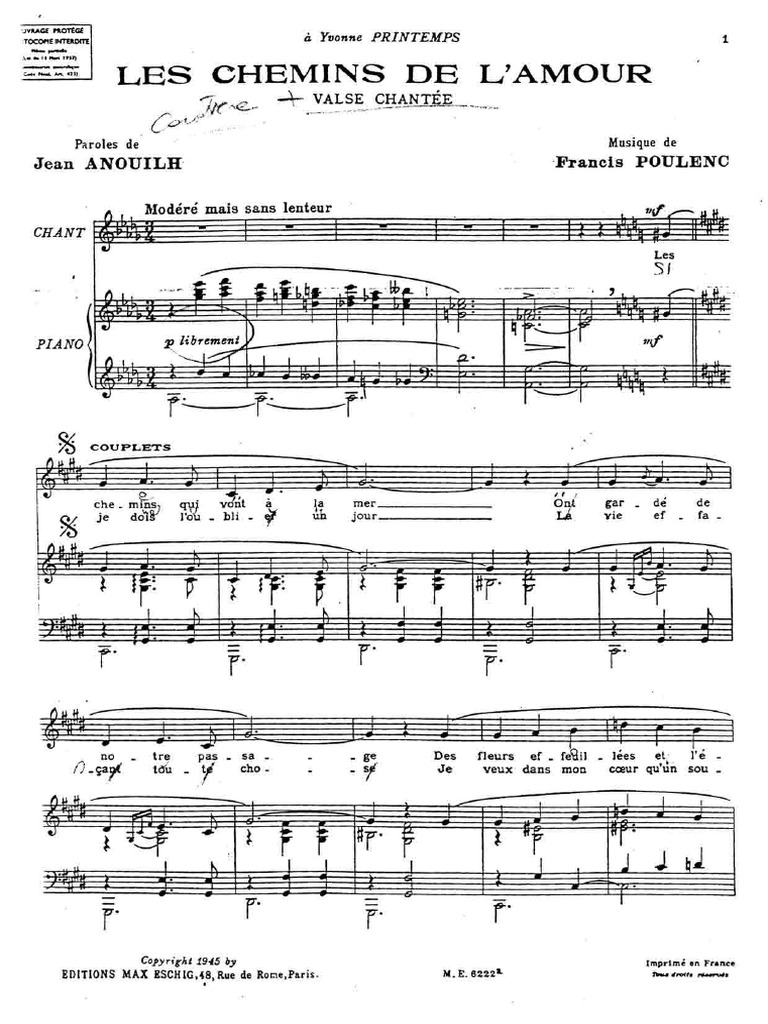 POULENC Les Chemins de L'amour PDF