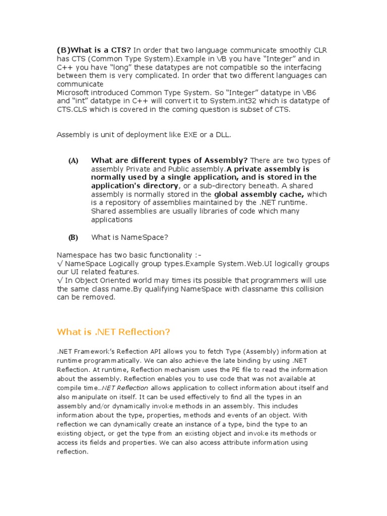 Understanding CTS, Assemblies, and Namespaces | PDF | C Sharp ...