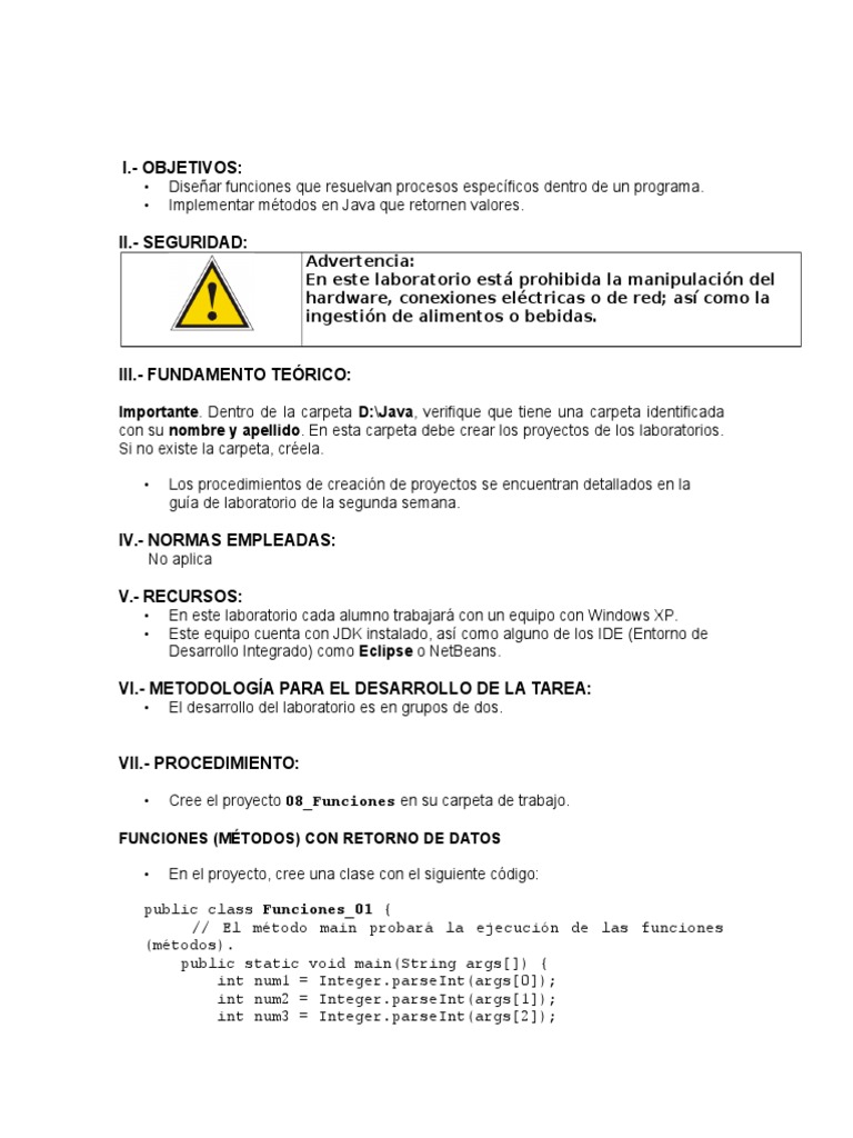 Funciones y Metodod | PDF | Java (lenguaje de programación ...