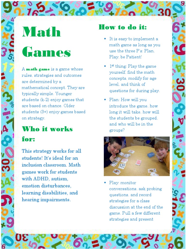 Math Games | PDF | Inclusion (Education) | Neuropsychological Assessment
