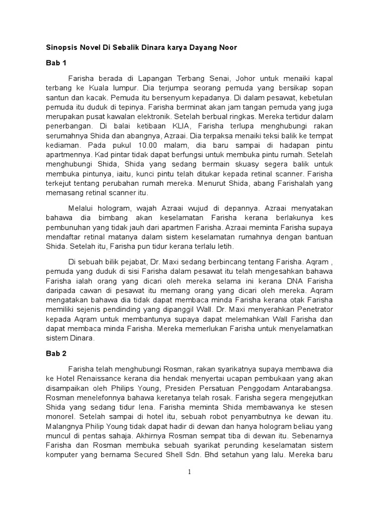 Sinopsis Novel Di Sebalik Dinara