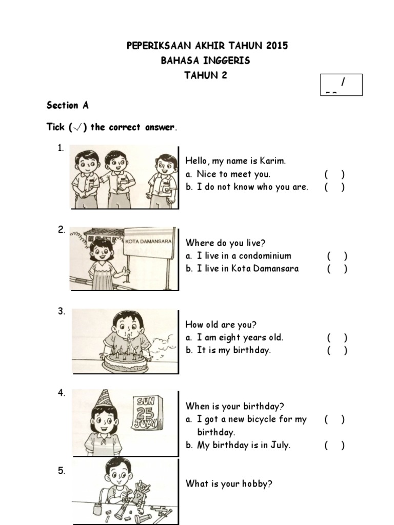 Peperiksaan Akhir Tahun English tahun 2