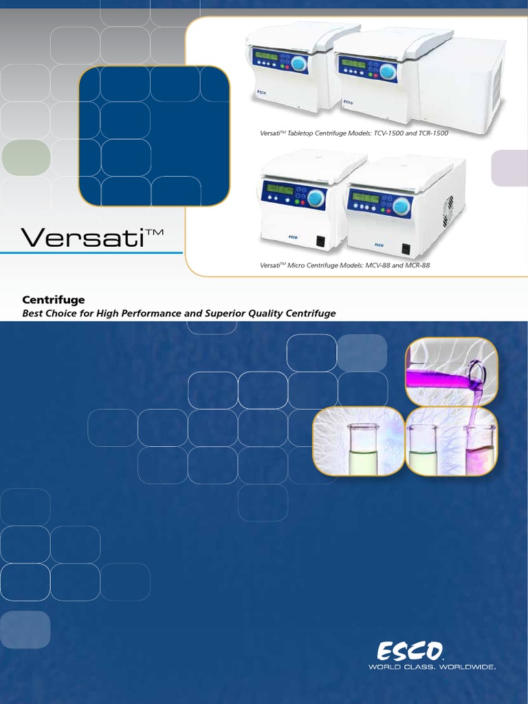 Versati Centrifuge Brochure A4 v4 LR | PDF | Centrifuge | Acceleration