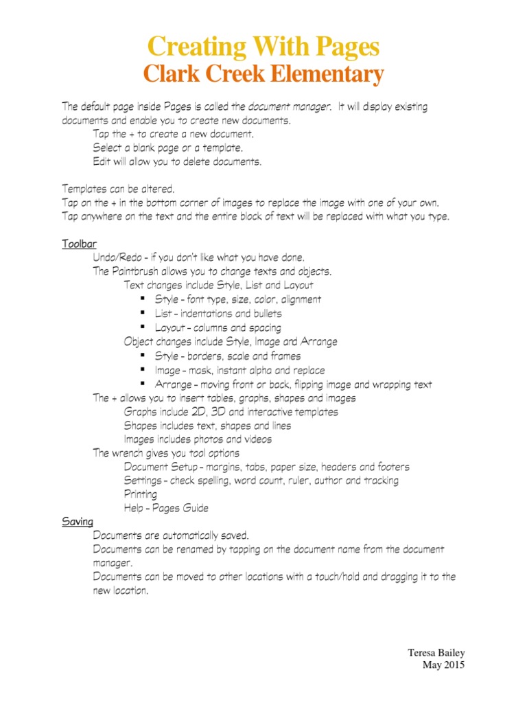 Pages Document Creation Guide | PDF