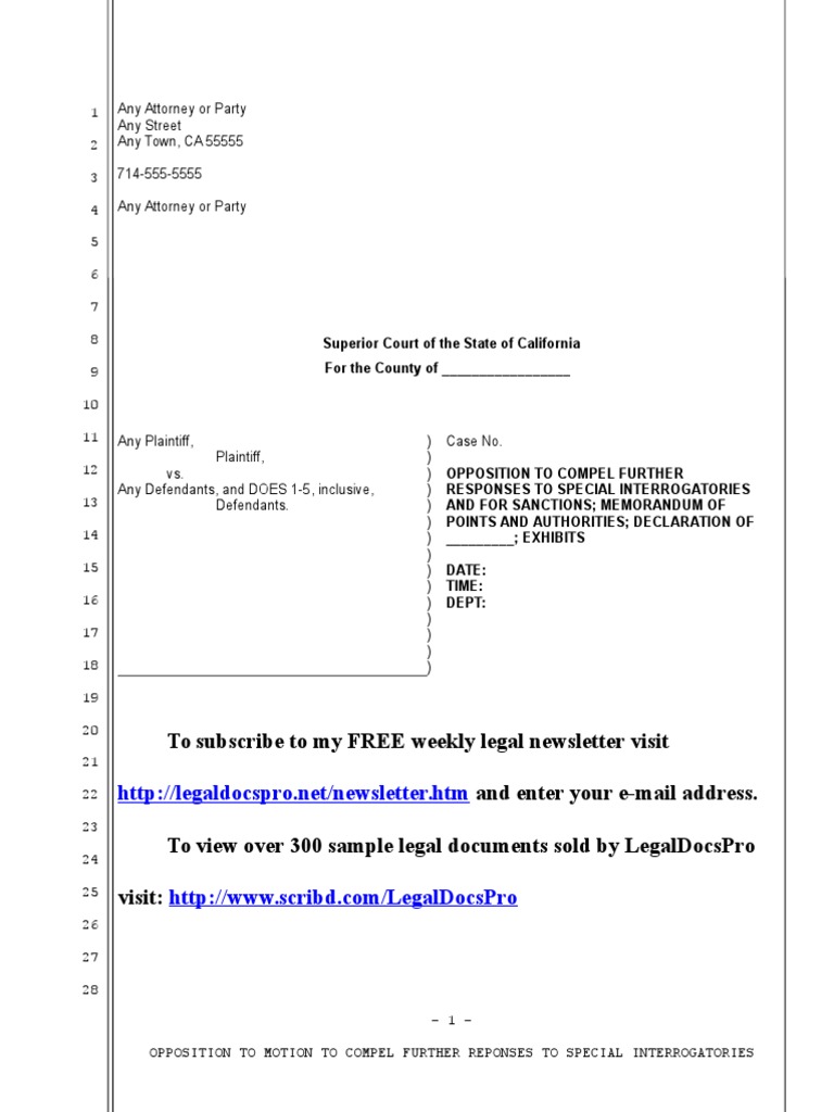 Legal Opposition Guide for Attorneys | PDF | Motion To Compel ...