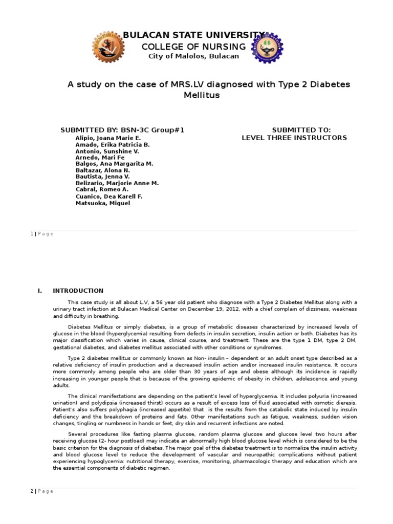 FINAL CASE STUDY of Diabetes Mellitus | PDF | Anatomical Terms Of ...