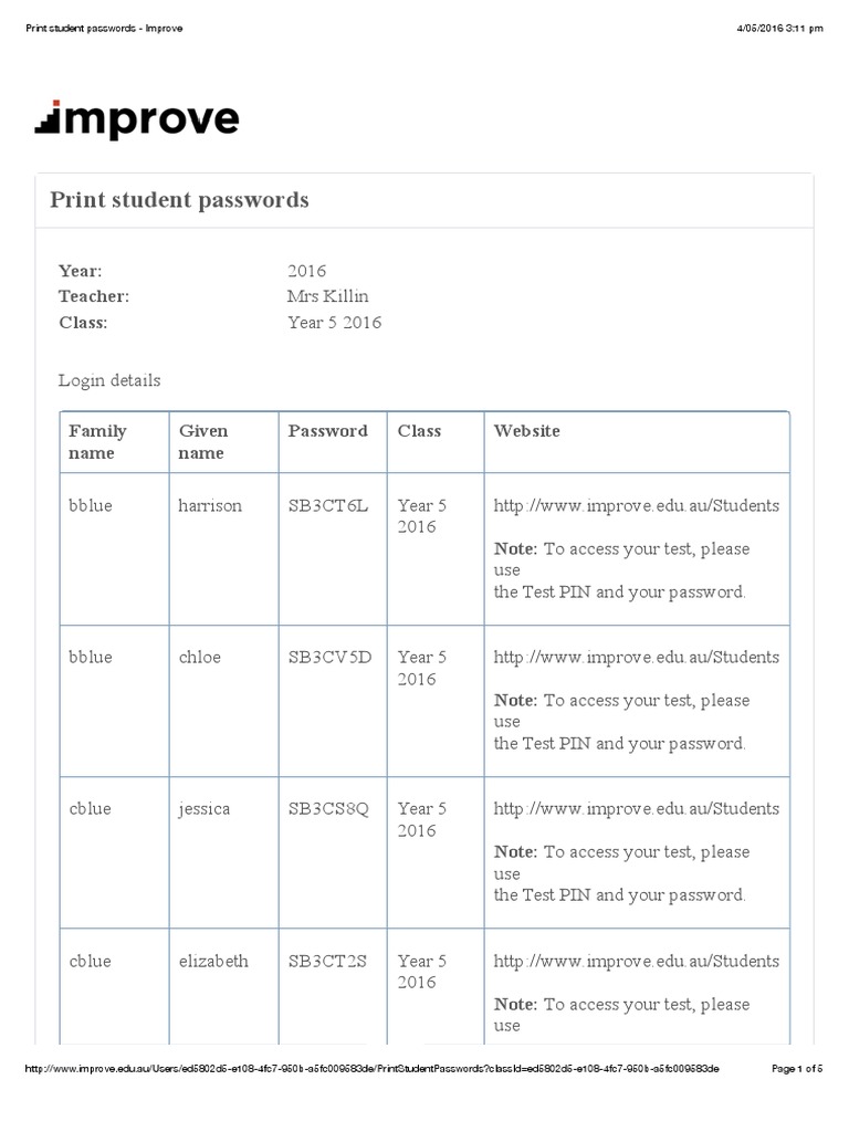 Year 5 Student Passwords List | PDF | Obfuscation | Information ...