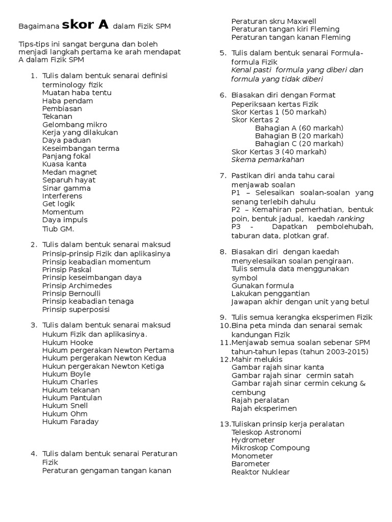 Fizik Spm Tips Pdf