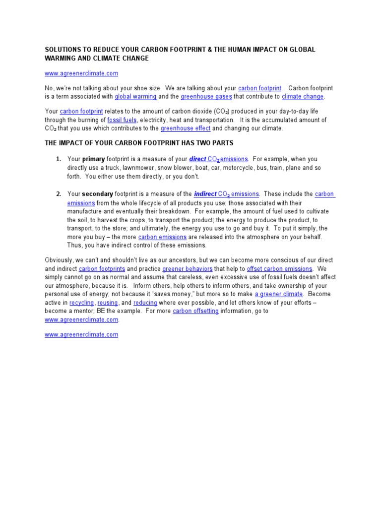 Reduce Your Carbon Footprint | PDF