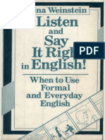 Listen and Say It Right in English When To Use Formal and Everyday English Nina Weinstein PDF