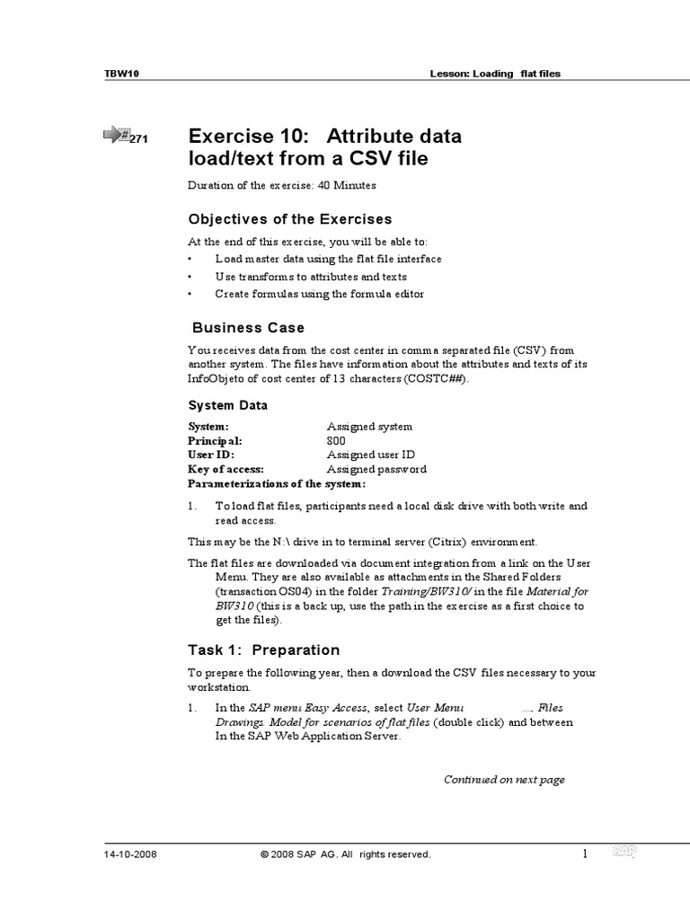 Sap TBW10 4 | PDF | Comma Separated Values | Computer File