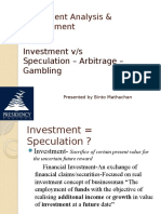 Investment Analysis & Management: Investment V/s Speculation - Arbitrage - Gambling