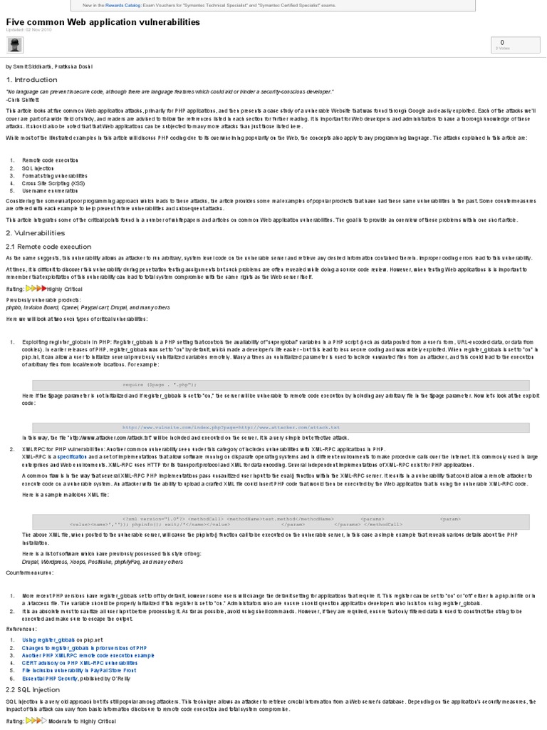 Common Web Server Vulnerabilities Explained | PDF | Php | Information ...