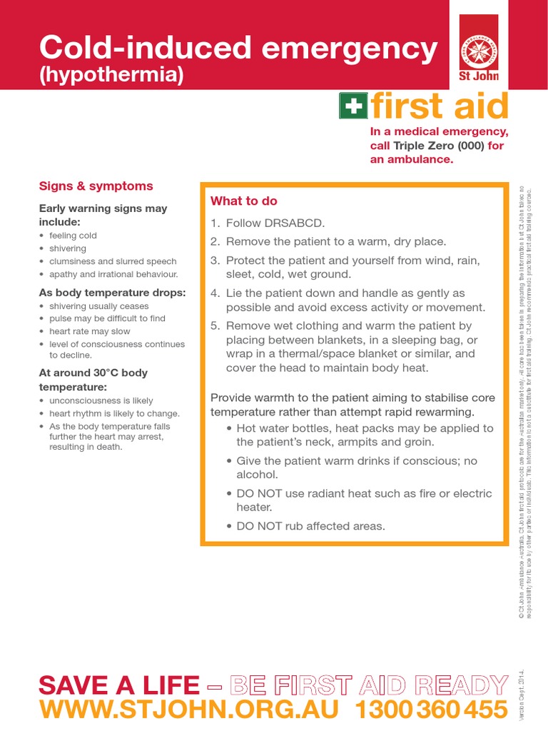 Cold-Induced Emergency: First Aid | PDF