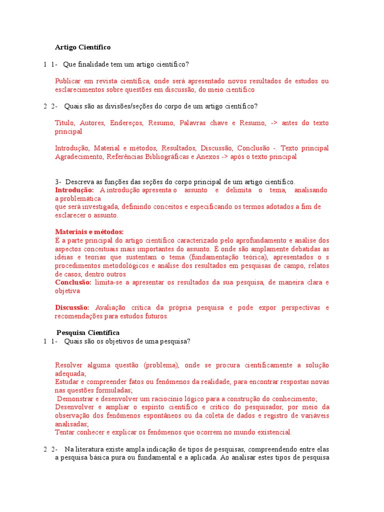 Estrutura e Funções do Artigo Científico | PDF | Science | Interações ...