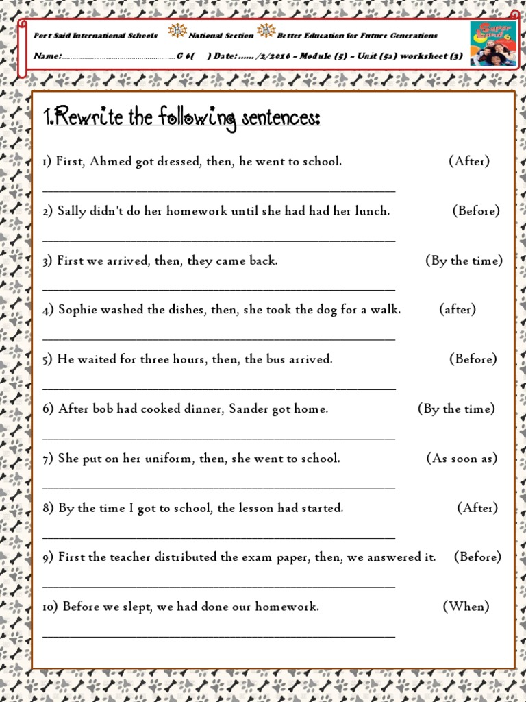 Sentence Rewriting and Verb Tense Exercises | PDF | Foods | Leisure