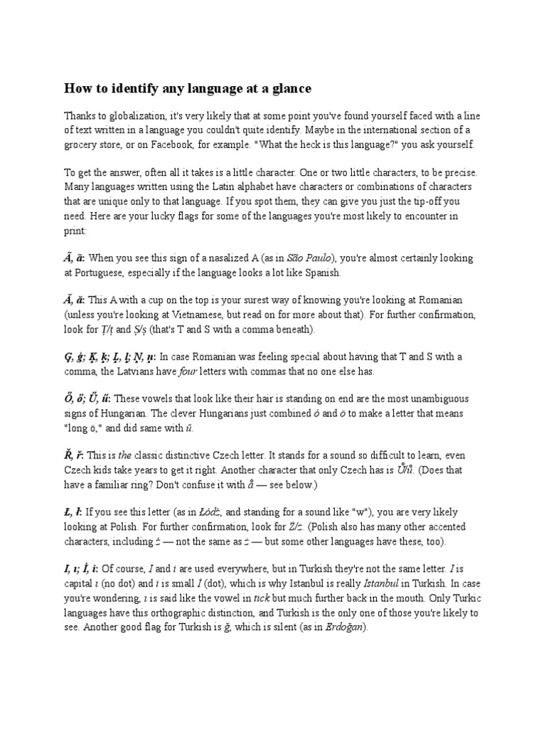 How To Identify Any Language at A Glance | PDF