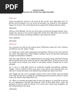 Emcee Script for Pageant