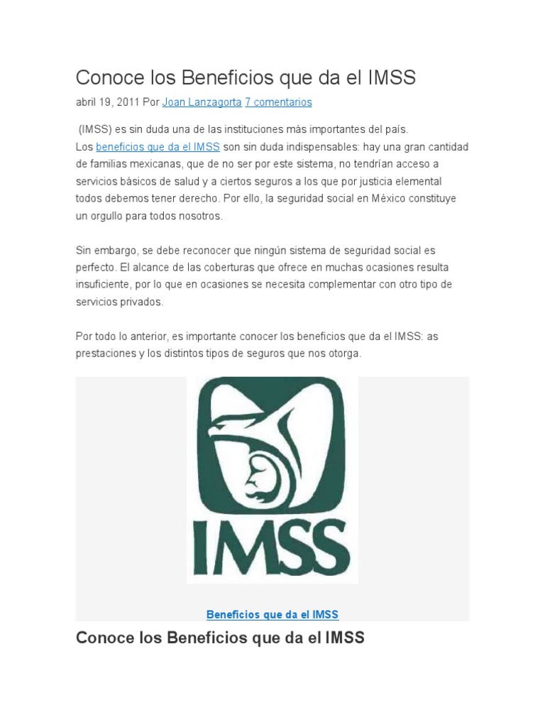 Conoce Los Beneficios Que Da El IMSS Insurance Pension
