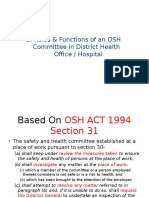 B. Roles & Functions of An OSH Committee in District Health Office / Hospital