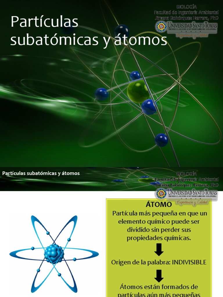 Partículas subatómicas y átomos