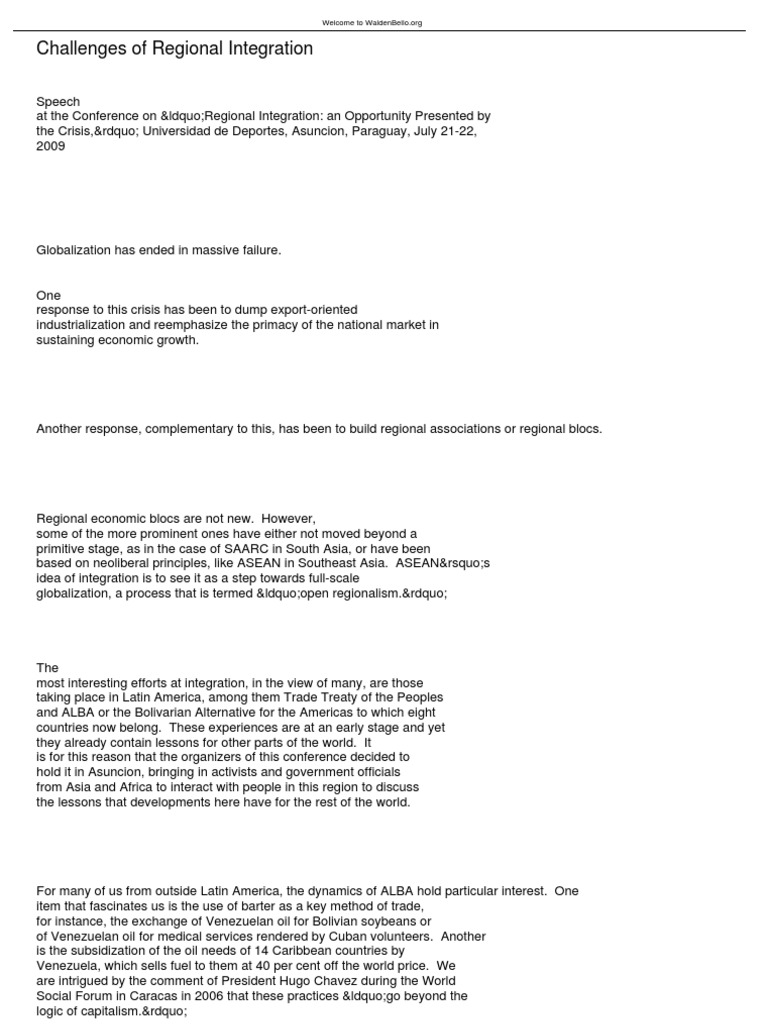 Challenges in Latin American Integration | PDF | Regional Integration ...