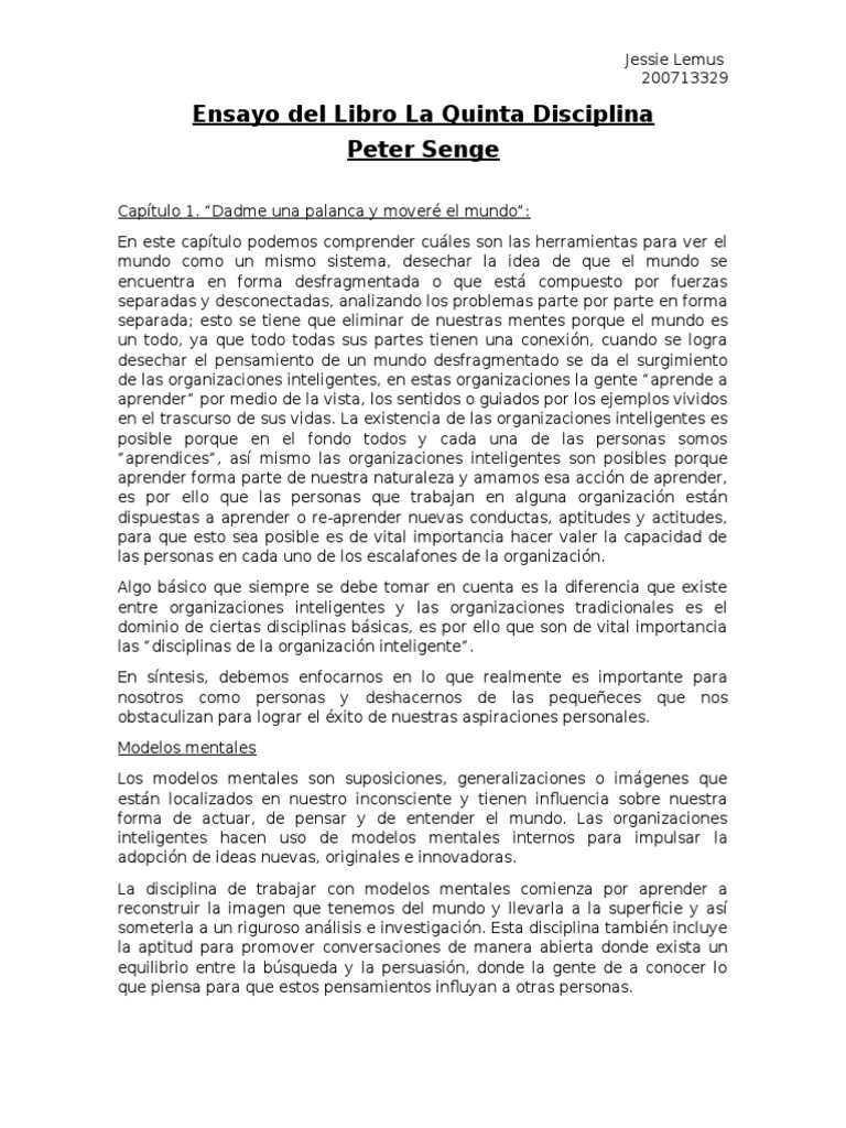 Ensayo del Libro La Quinta Disciplina.docx Toma de decisiones Realimentación