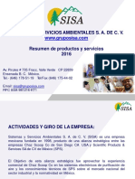 Sistemas y Servicios Ambientales S.A. de C.V. Resumen de Productos