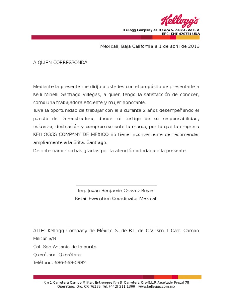 Carta de Recomendacion