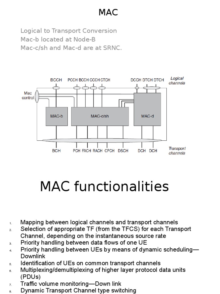 MAC Transport Channel Functions Explained | PDF | Science & Mathematics