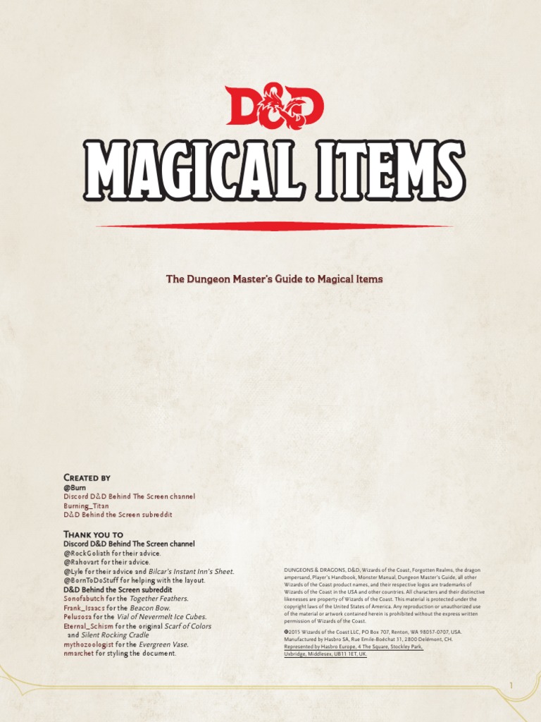 Items - Dungeon Master's Guide To Magical Items | PDF | Dungeons ...