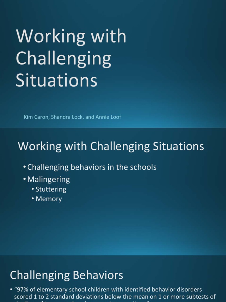 Working With Challenging Situations | PDF | Stuttering | Speech ...