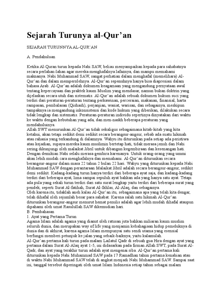 Sejarah Turunya Al Qur An Pdf