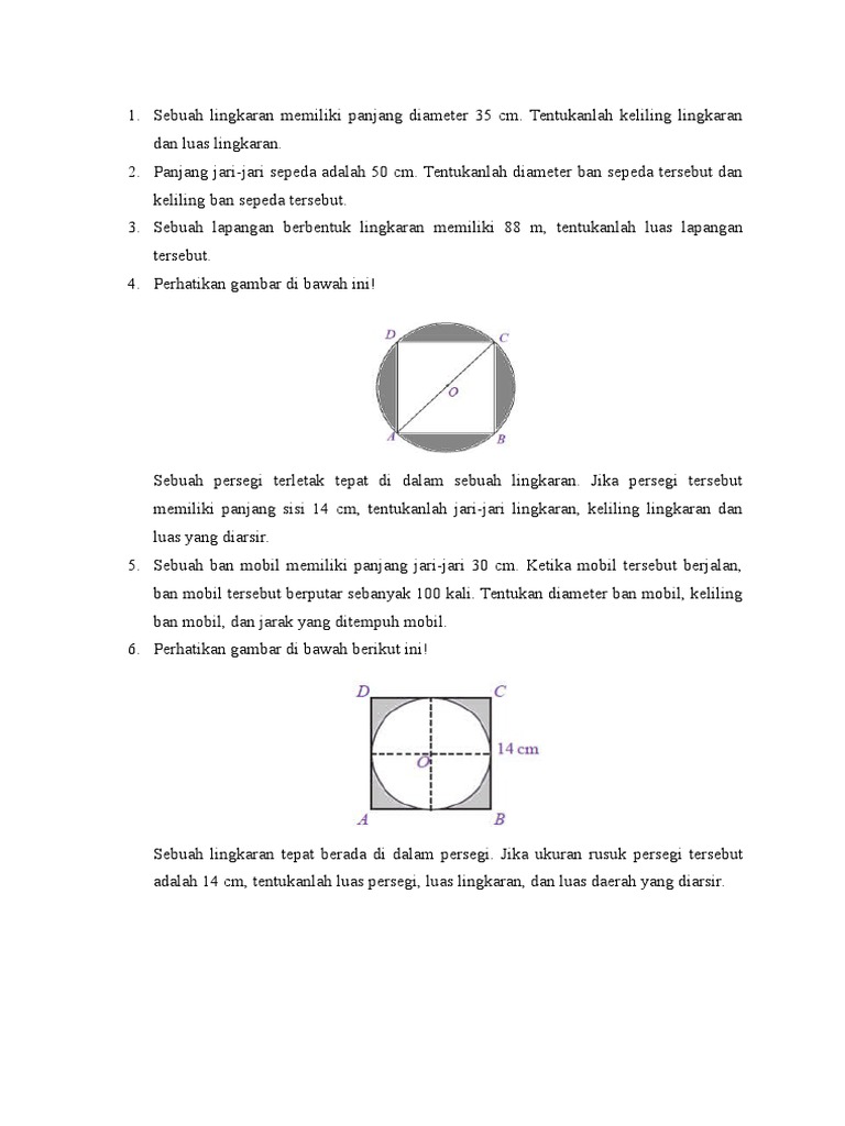 Soal Dan Pembahasan Lingkaran