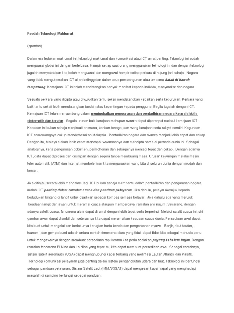 Faedah Teknologi Maklumat Pdf