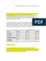 Influencia de Algunas Condiciones Ambientales Sobre La Velocidad Específica de Crecimiento