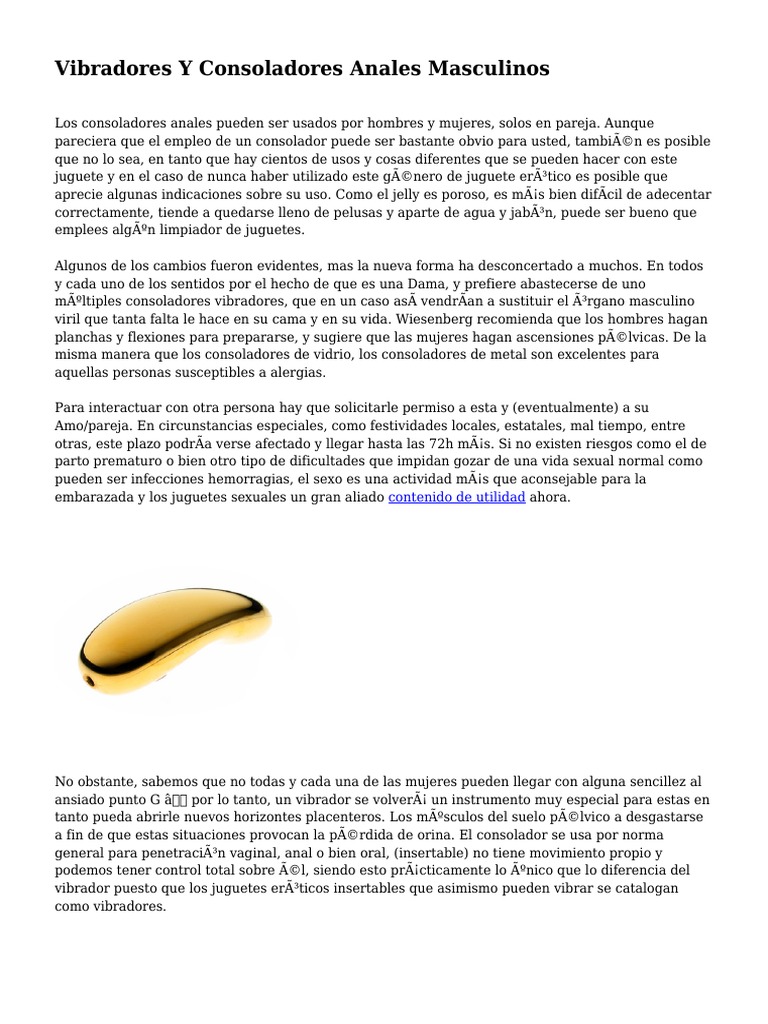Vibradores Y Consoladores Anales Masculinos | PDF | Consolador | La ...