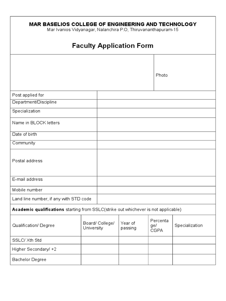 Faculty Application Form - Final | PDF
