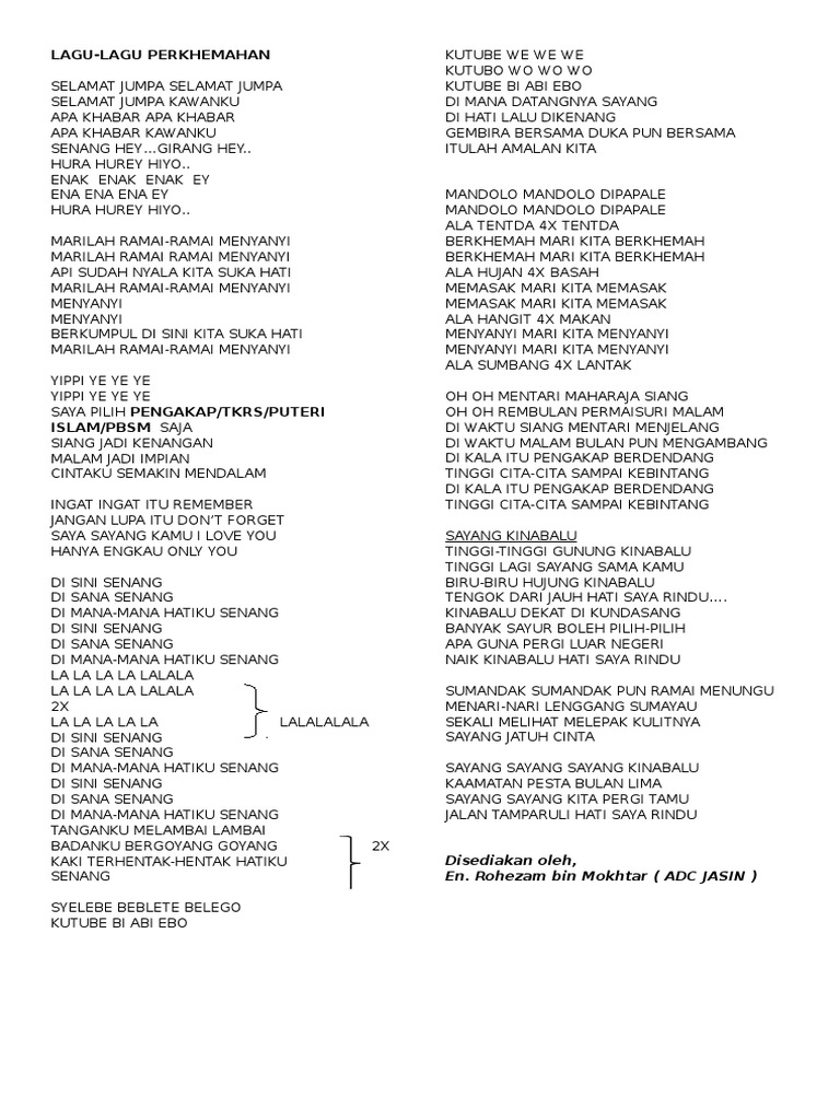Lagu Lagu Berkhemah Pdf